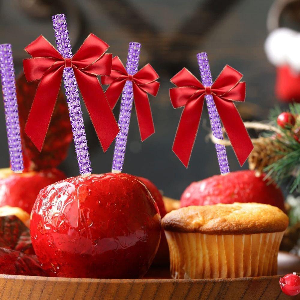 Rhinestone Apple Sticks Bling Cake Chocolate Caramel Sticks Portable Candy Sticks  Christmas
