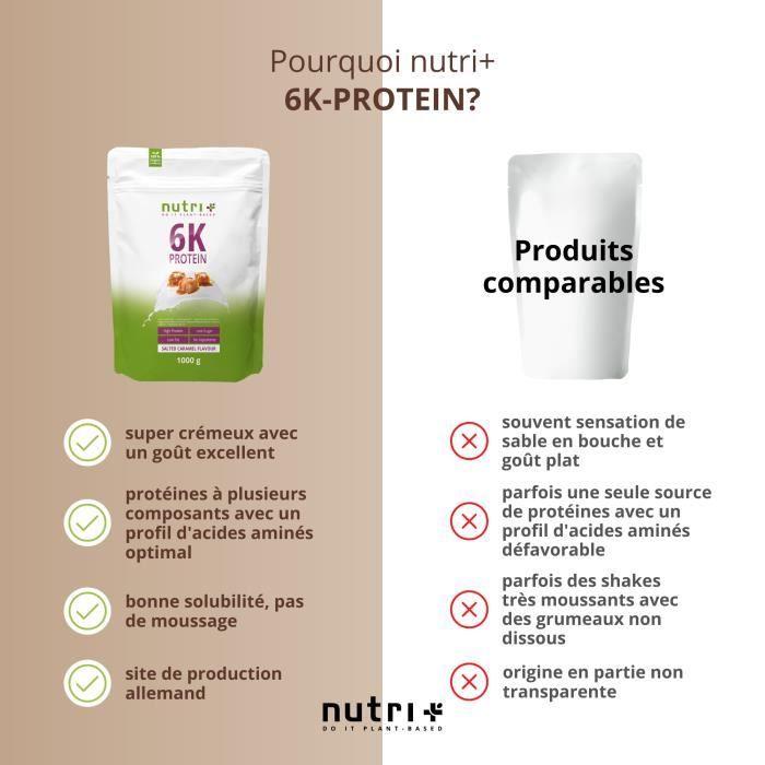 Nutri-plus shape &amp; shake 6k protein - poudre de protéines végétaliennes - caramel salé - proteines - 1000g