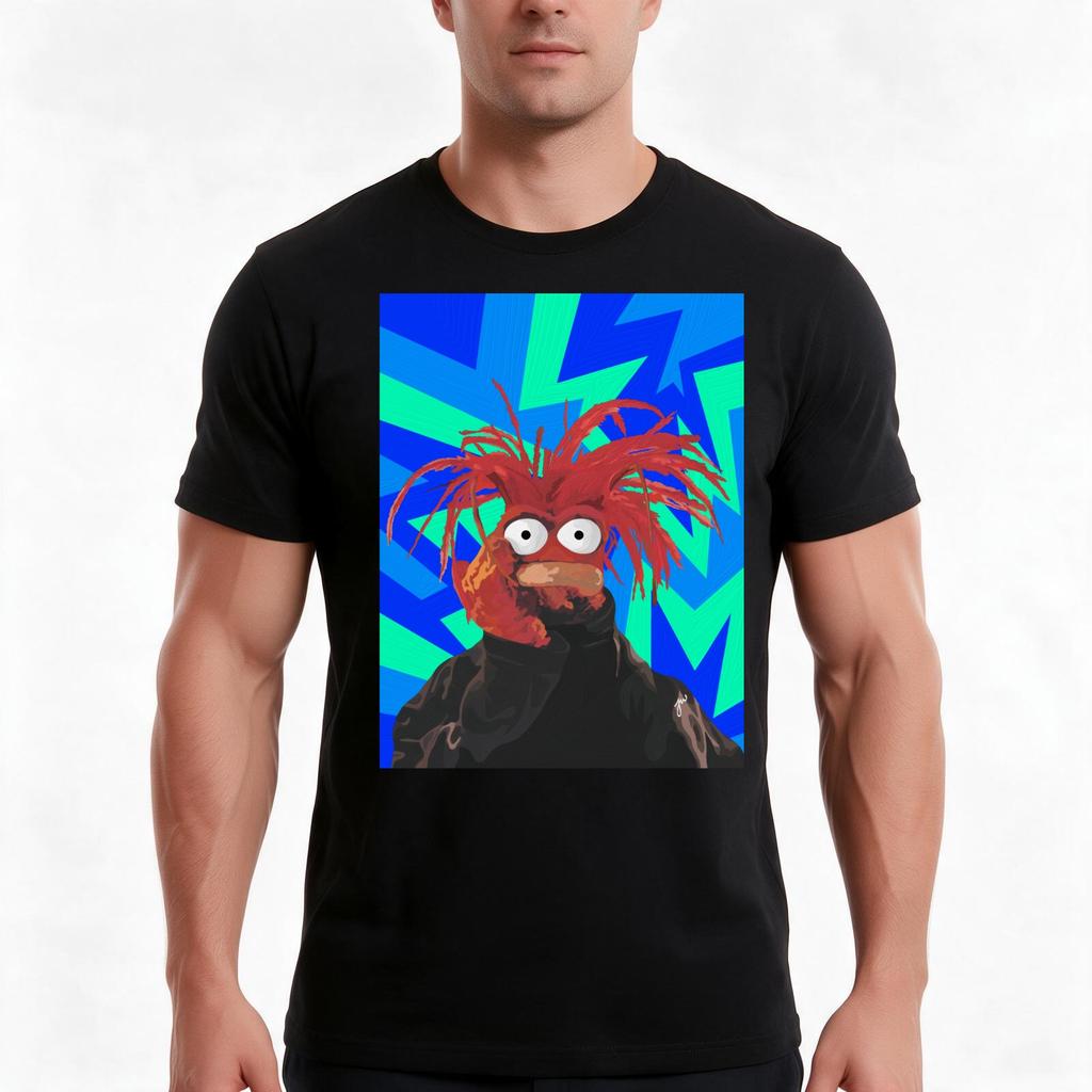 Pepe The King Prawn Muppet Portrait Version 13 Blue Background Tshirt Summer Casual Cotton Tee Oversized Streetwear Tops