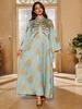 AB402 V-Neck Jacquard Beaded Dubai Dress - Women's Middle Eastern Muslim Robe