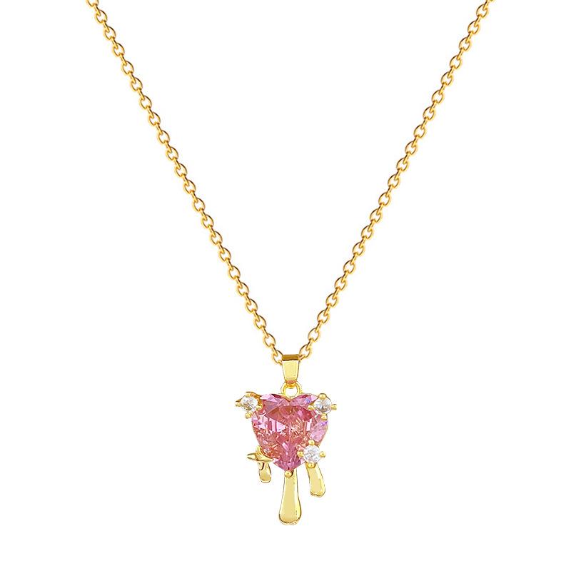 Multi-Element Style Copper Micro-Inlaid Necklace Combination Female Real Gold Electroplated Exquisite Collarbone Chain