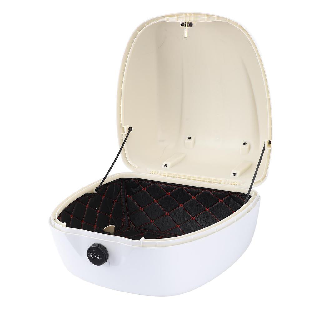 Motorcycle Top Case with Combination Lock ABS Waterproofing Tail Box Carrier Case for Electric Bike Scooter White