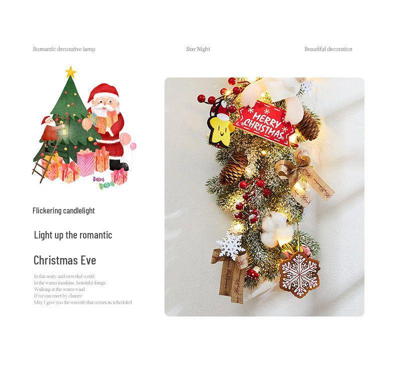 Rattan Christmas Wreath Hanging Ornament for Door & Wall Decoration