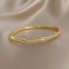 Punk Micro Inlaid Zircon Arrow Slim Bracelet for Women Fashion Gold Plated Copper Cuff Bangle Bracelets Jewelry Gifts
