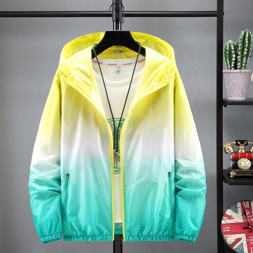 Women's Fashion Gradient Printed Hooded Tops Outdoor Sunscreen Coat