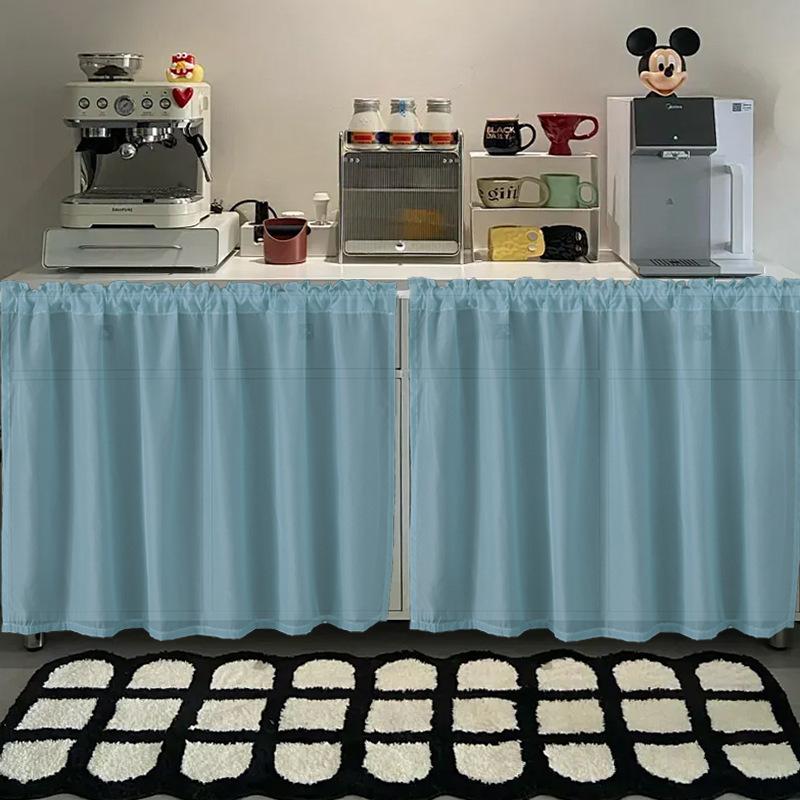 White Chiffon Waterproof Half Curtain Short Kitchen Cabinet Sundry Shade Partition Curtain Dining Table Table Skirt