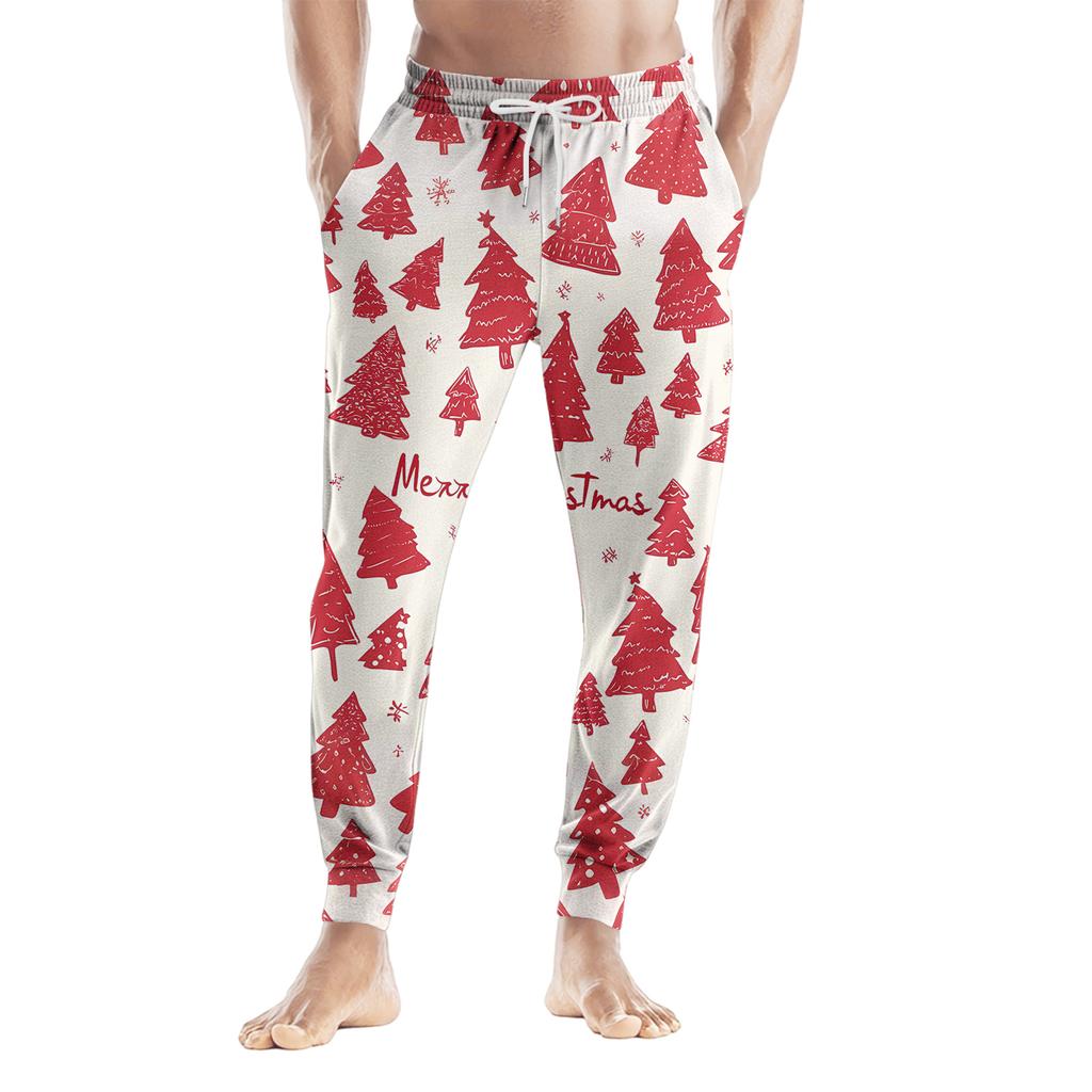 Pánské ležérní kalhoty se stahovací šňůrkou, kapsami a manžetami, domácí spací kalhoty