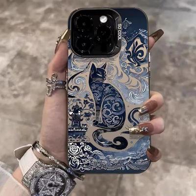 Totem Cat telefono dėklas, skirtas Apple Iphone16promax - atsparus kritimams dažytas minkštas silikoninis telefono dėklas, skirtas iPhone 16/15/14/13/12/11/Xs/Xr/Plus/Pro