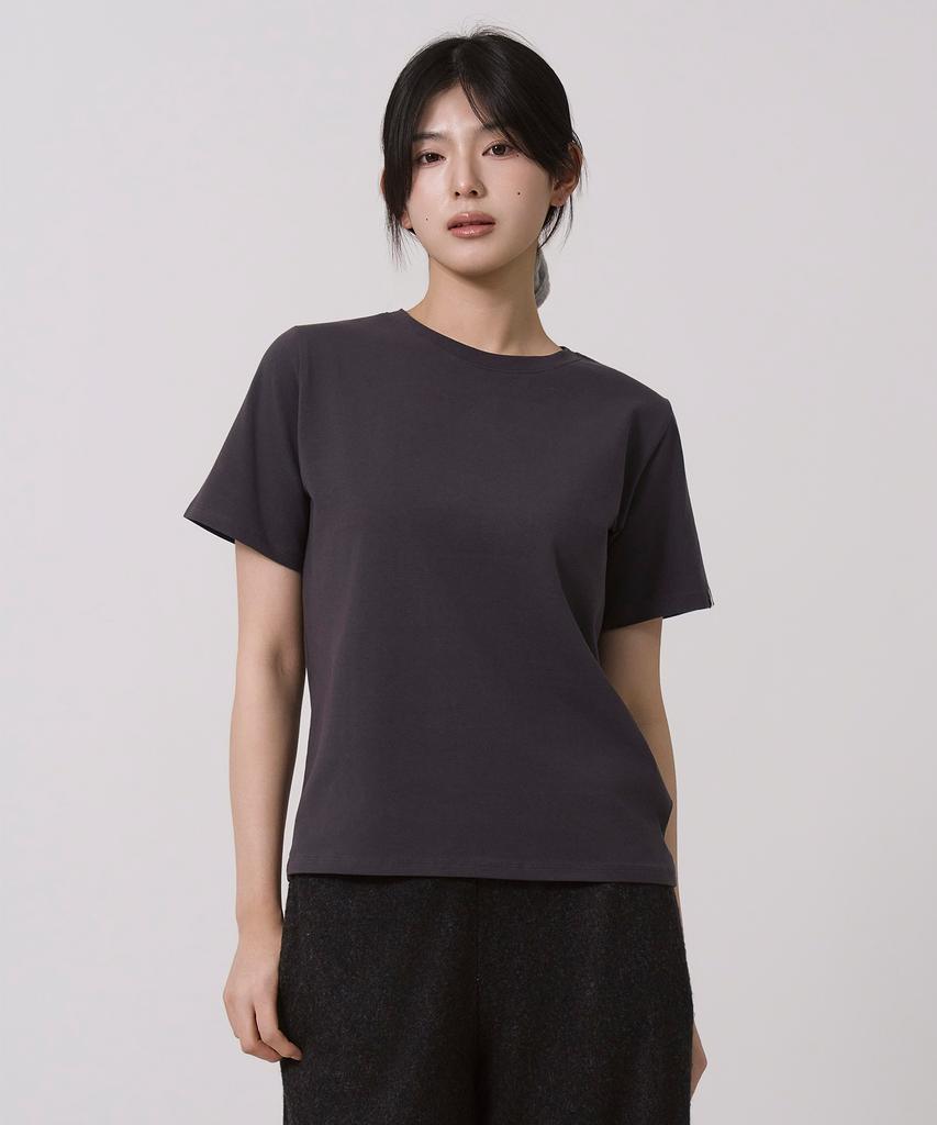 Sayu Basic Tension Short Sleeve T-Shirt Charcoal
