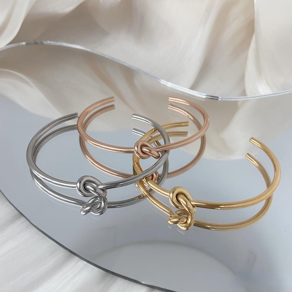 Metal Jade Love Knot Bracelet Titanium Steel Bracelet Open Rose Gold Hand Jewelry
