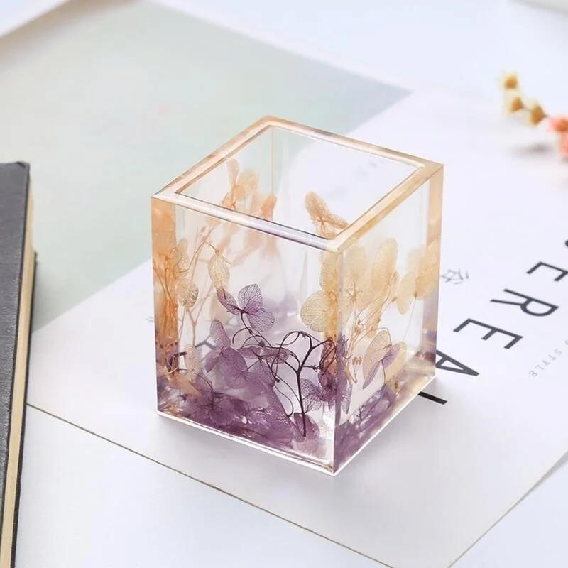 2pcs/set New Transparent Silicone Mould Dried Flower Resin Decorative Craft DIY Storage Pen Holder Mold  Resin Molds for Jewelry