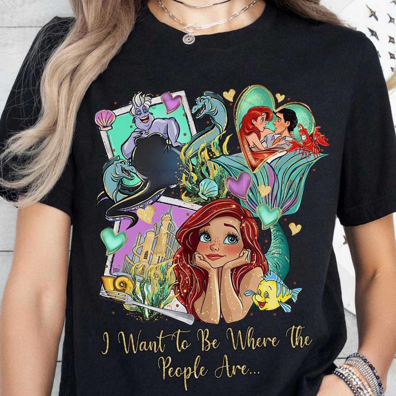 2026 Summer The Little Mermaid Graphic Tshirt Unisex Unisex Fashion Cotton Quality Casual Loose Short Sleeve Classic Unisex