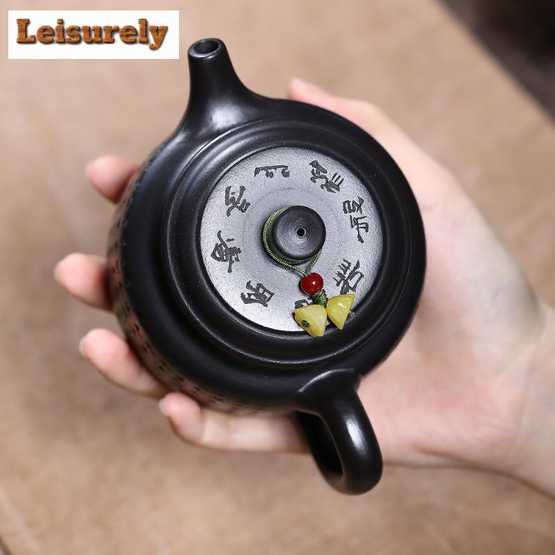 230ml Boutique Yixing Purple Clay Teapots Handmade Black De Zhong Pot Raw Ore Dahongpao Mud Kettle With Infuser Zisha Tea Set