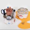 360° Rotating Pencil Organizer with Cartoon Sticker Makeup Brush Holder  School Office Supplies