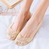 Women's Summer Lace Anti-Slip Invisible Boat Socks - Cotton No-Show Low Cut Socks