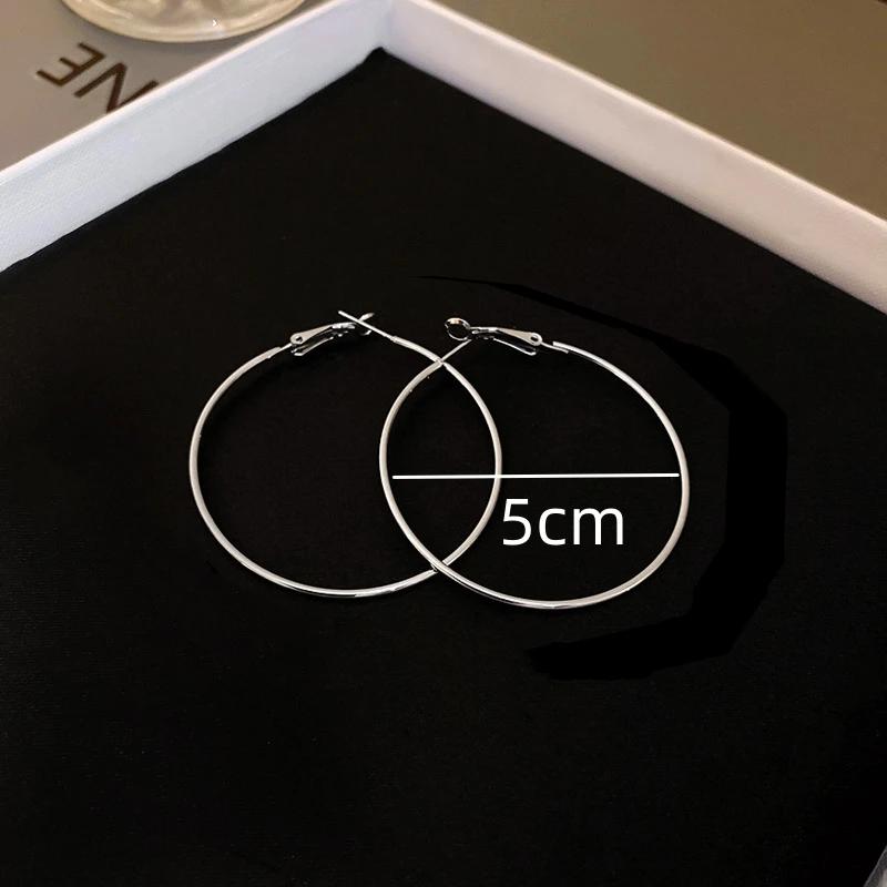 4CM 5CM 6CM Store Creoler for Kvinner Hiphop Rock Temperament Enkel Sirkel Rund Ørepynt Brincos Ornamenter Ørepynt