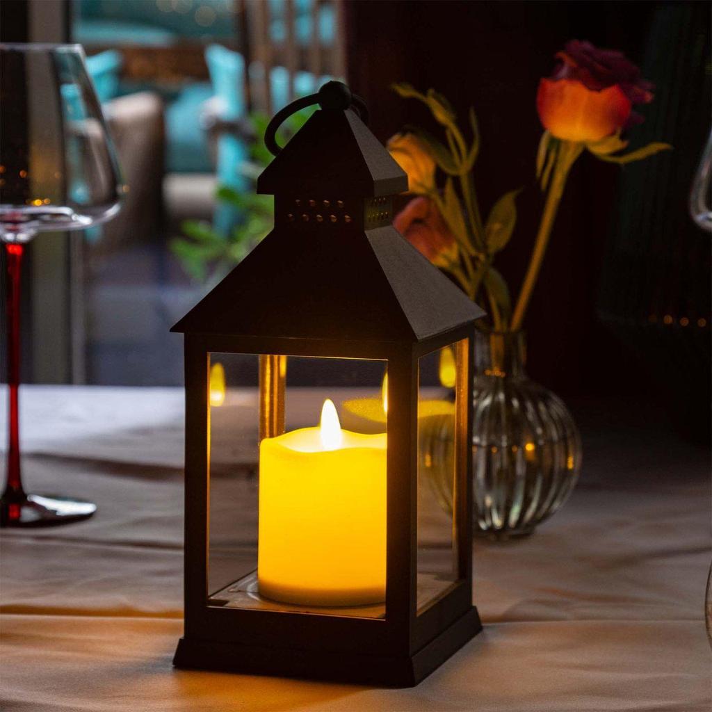 LED Courtyard Hanging Lanterns: Retro Indoor/Outdoor Atmosphere Lights with Electronic Candles for Camping and Table Decoration.