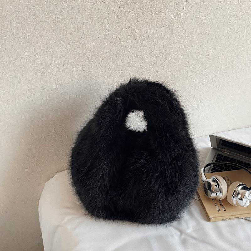 Women's Plush Handbag Solid Color Shoulder Bag