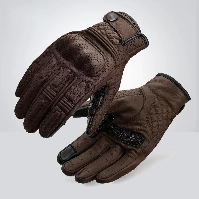 Motorcycle rider retro fall-proof autumn/winter genuine leather road bike riding gloves