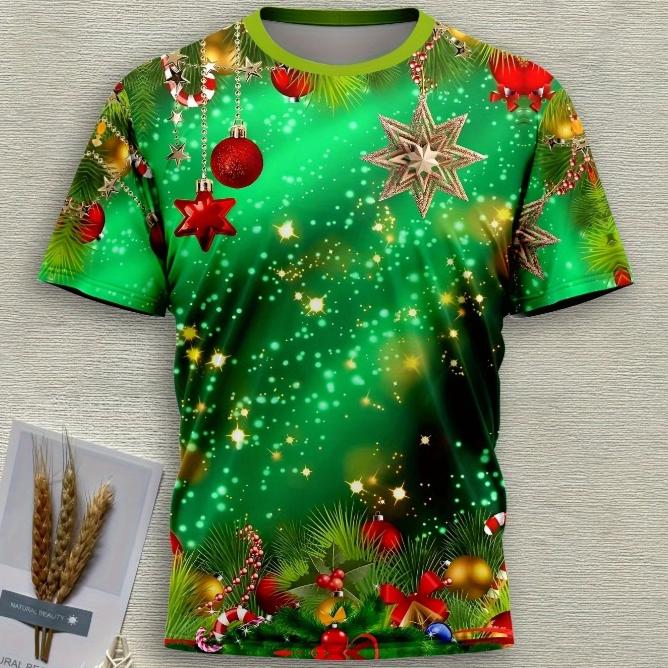 

Праздничная рождественская 3D-печать с изображением лося, красная футболка, футболка для вечеринки и улицы, топы с коротким рукавом, рубашка с круглым вырезом, мужская одежда, футболки Y2k для мужчин 6XL