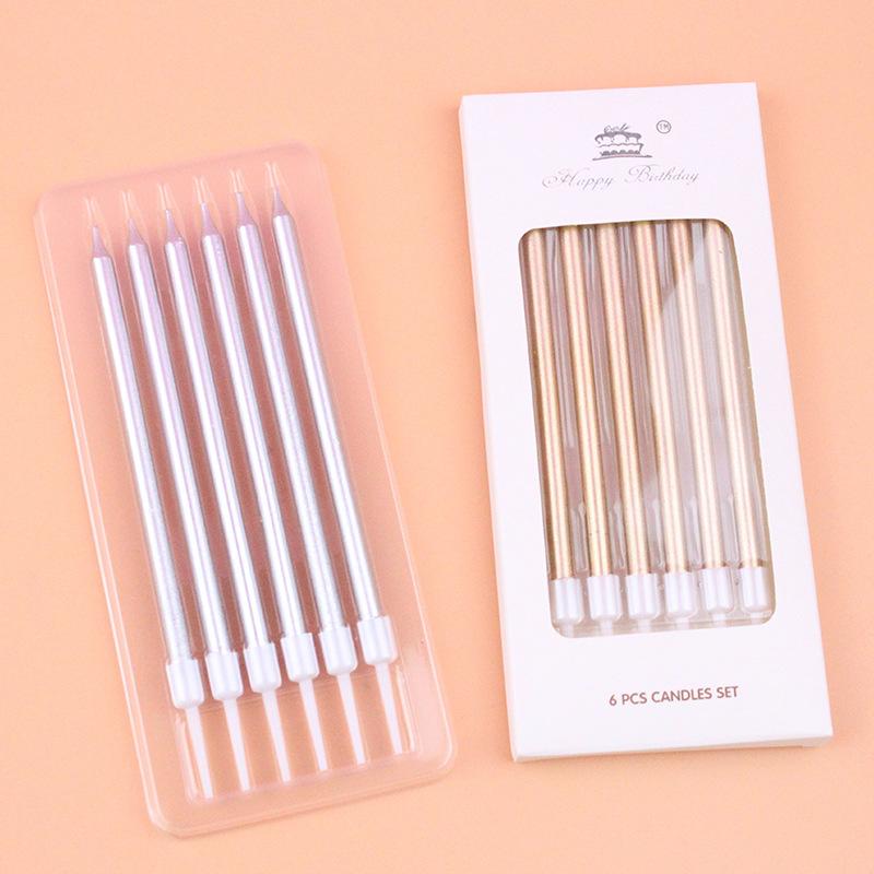 Birthday Cake Candle Party Candle Long Stem Golden Thread Pencil Candle Slim Candle Baking Packaging