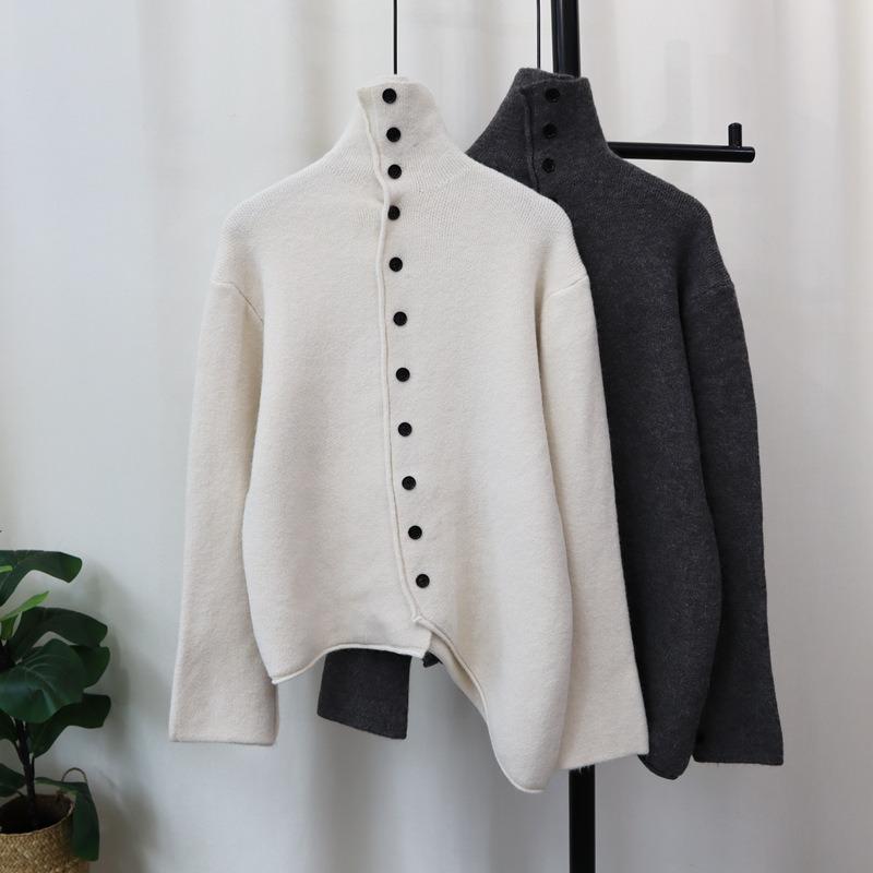 Premium temperament knitted cardigan autumn and winter new design irregular sweater jacket women