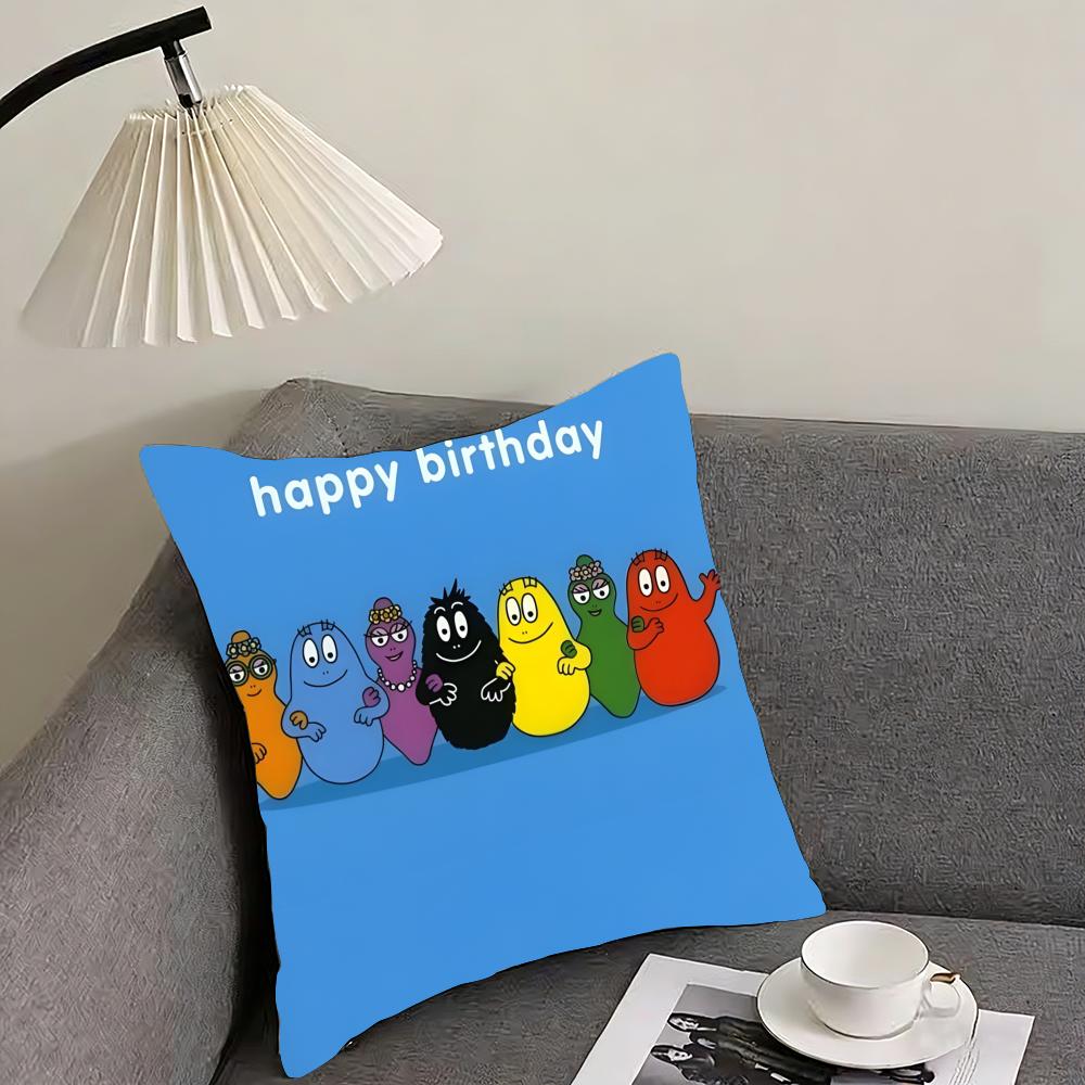 Cute cartoon B-B-Barbapapas Cushion Cover Reversible Plush Pillow Cover – For car, sofa, bedroom, perfect as a gift.
