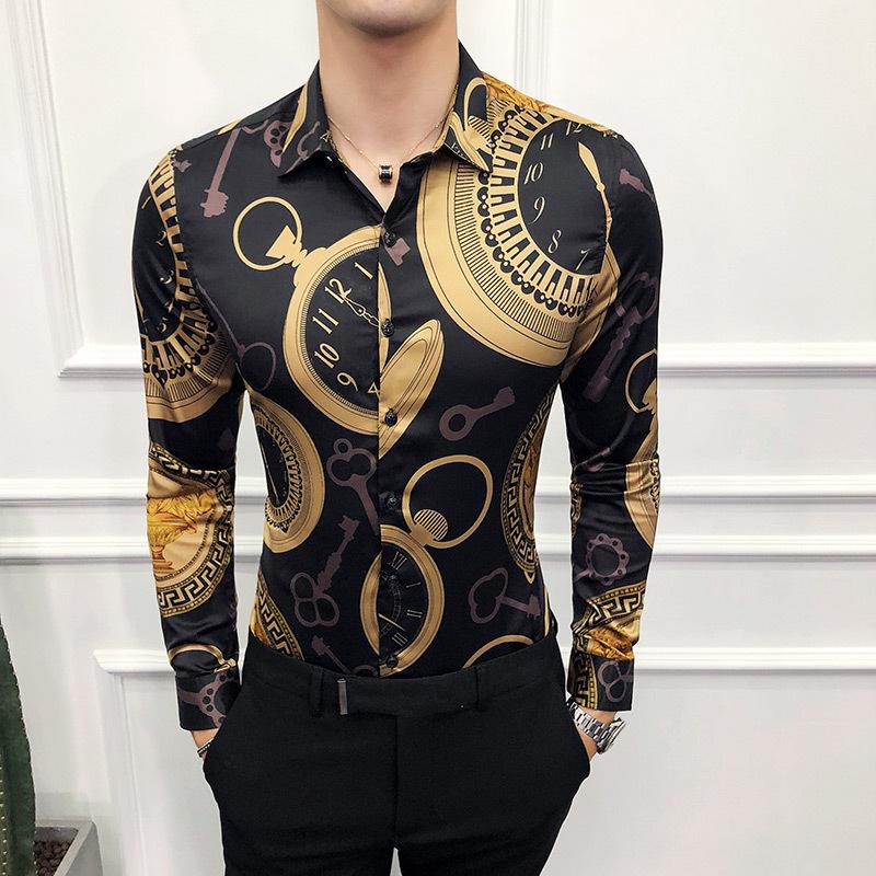 Nous les Hommes Fashion Casual Chemise à Manches Longues Business Slim Fit Shirt Imprimer Chemisier Top Nous les Hommes Fashion Casual Chemise à Manches Longues Business Slim Fit Shirt Imprimer Chemisier Top