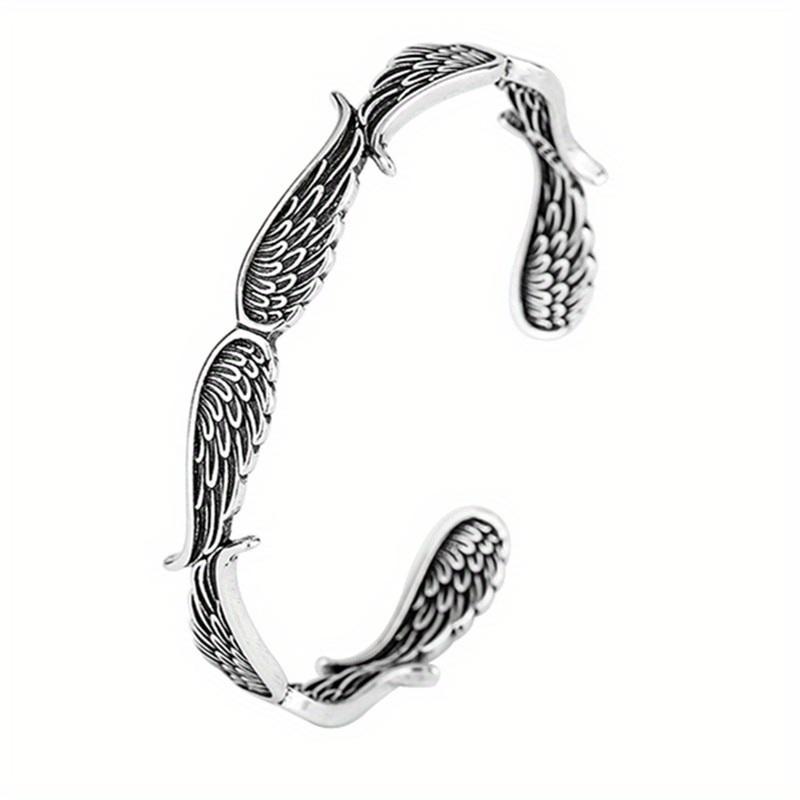 Bracciale con ali d'argento alla moda e versatile, braccialetto retrò punk alla moda, regali per festival di banchetti per uomini e donne, accessori di gioielli unici