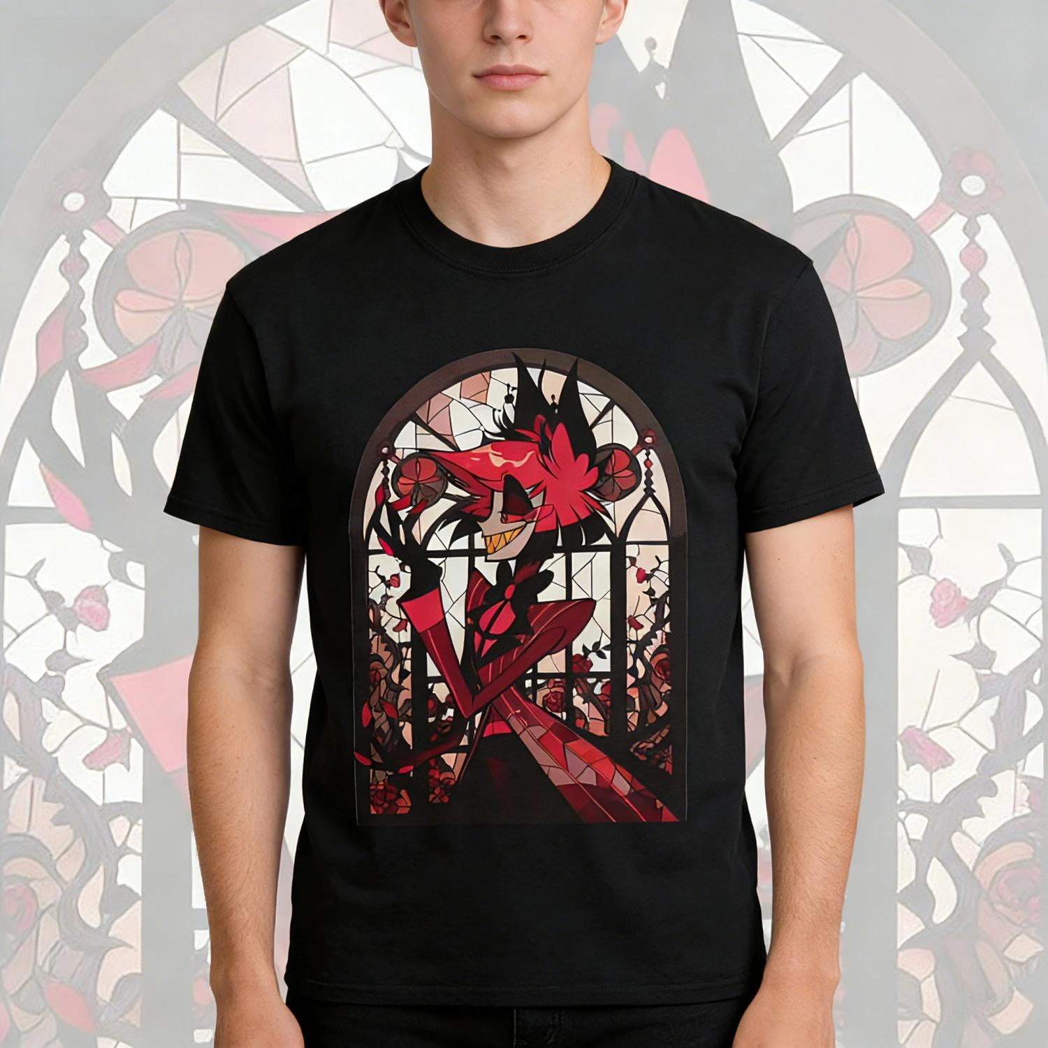 

Spring_Summer 2026 Alastor Hazbins Hotel Men s T-shirt Humorous Pure Cotton Magic Original Clothing S чёрный