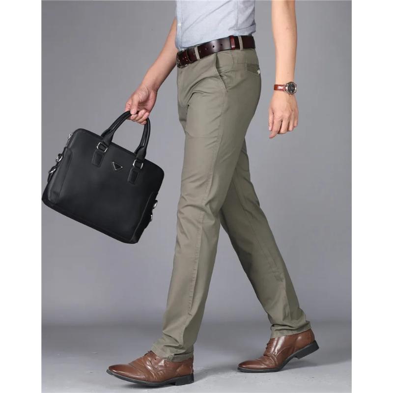 

Men s Summer Casual Pants Straight Fit Triangle Pocket Thin Breathable Work Business Suit Trousers Plus Size Fashion 42 зелений