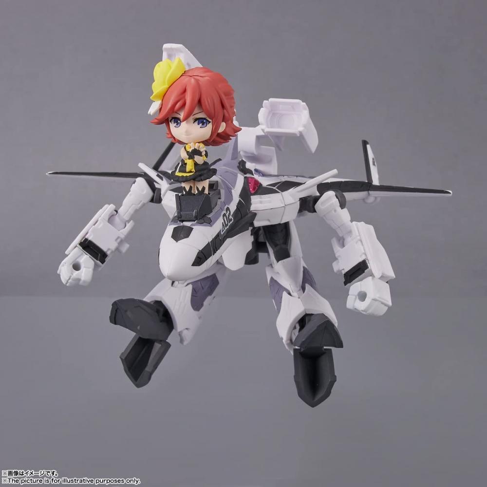 SESIUNE MICĂ Macross Delta VF-31F Siegfried (Mașină Messer Ihlefeld) cu Kaname Buccaneer aprox. Figurină mobilă vopsită PVC și ABS de 100 mm