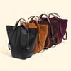 2025 Women's MM6 Equestrian Tote: Large-Capacity Cowhide Handbag, Stylish Commuter Bucket Bag
