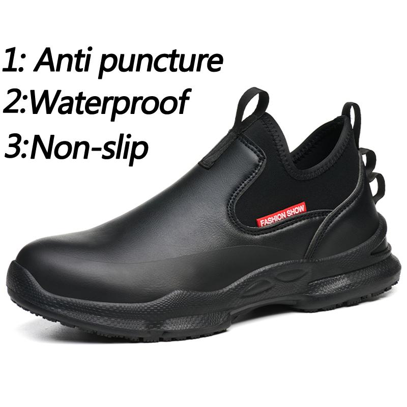 

Водонепроницаемая мужская обувь шеф-повара Модные мужские лоферы Кевларовая защита от проколов Кухонная рабочая обувь Нескользящая мужская обувь Мужская кожаная обувь 37