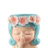 Resin Fairy Flowerpot Girl Statue Succulent Planter Pot Face Planters Pots  Office