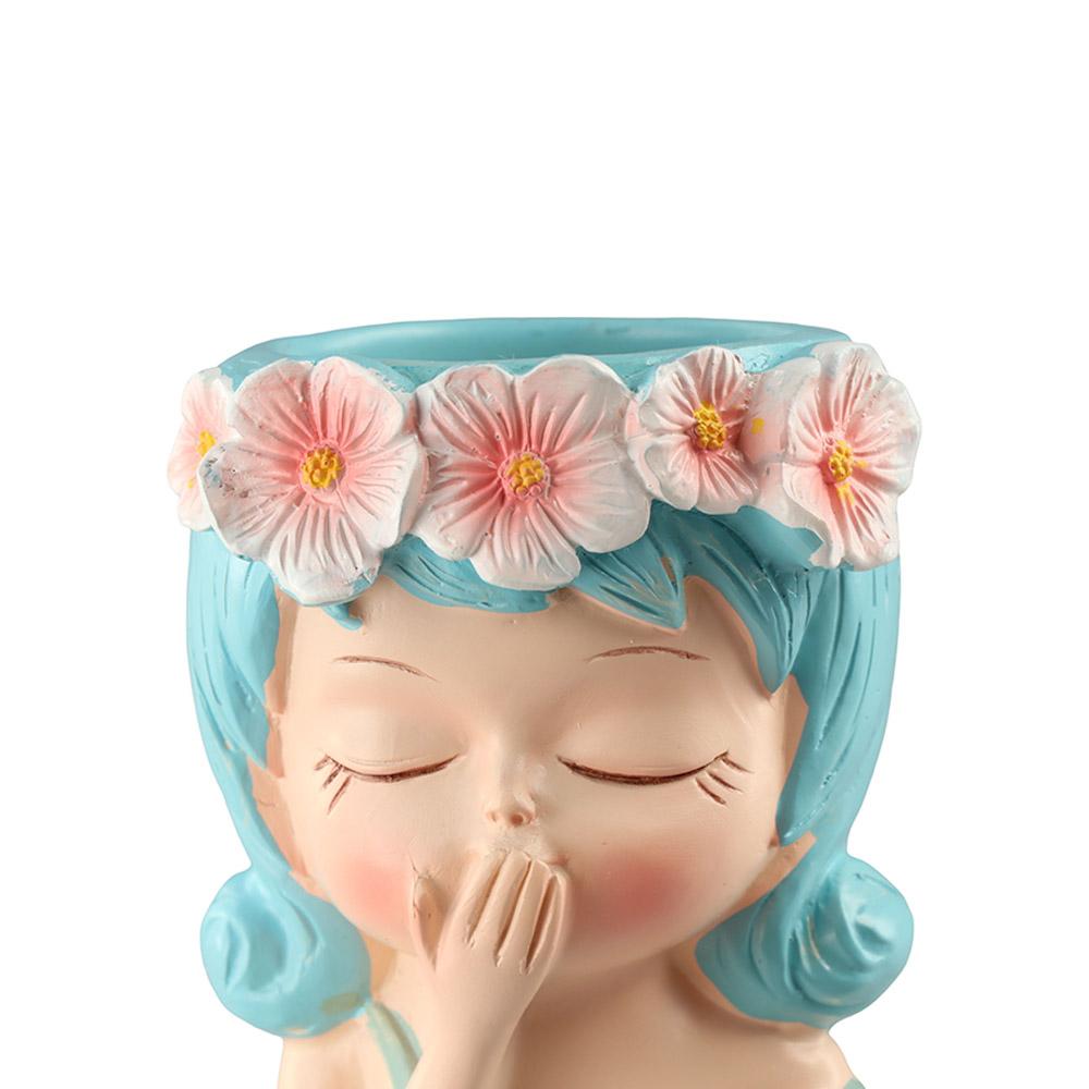 Resin Fairy Flowerpot Girl Statue Succulent Planter Pot Face Planters Pots  Office