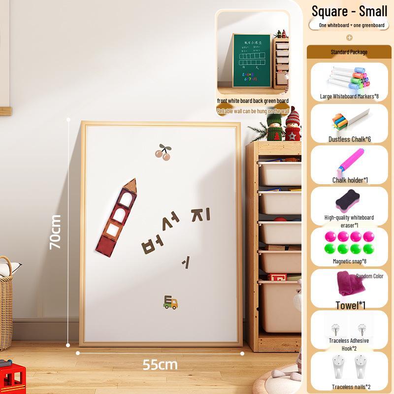 

Children s Dust-Free Magnetic Double-Sided Blackboard with Solid Wood Base - Erasable Early Education Drawing Board for Babies