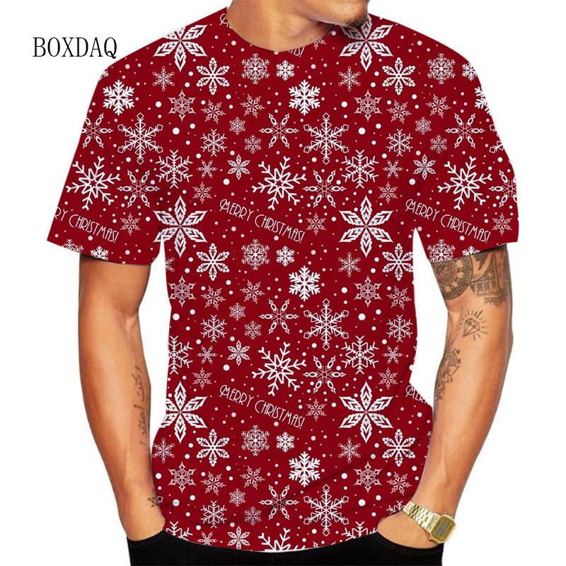 Summer Men's 3D Printed Crew Neck T-Shirt Christmas Dress Up