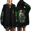 Anime Demon Slayer Wind Hashira Shinazugawa Sanemi Merch Zipper Hoodie Men Women Clothing Cartoon Oversized Zip Up Jacket