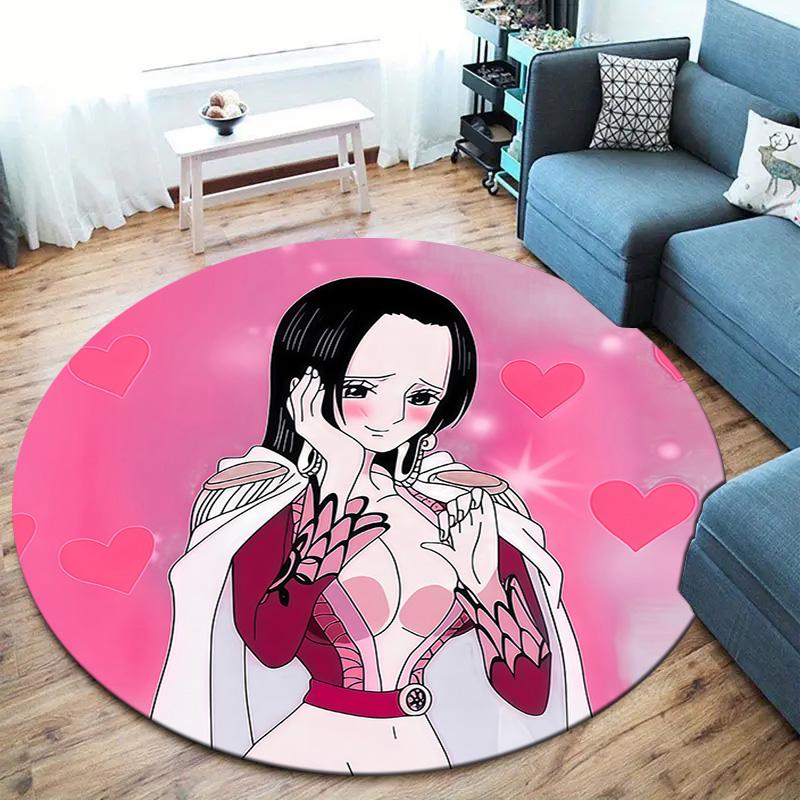 One Piece Boa Hancock Round Area Rug Carpet Rug For Living Room Bedroom Sofa Playroom Decor Nonslip Floor Mat