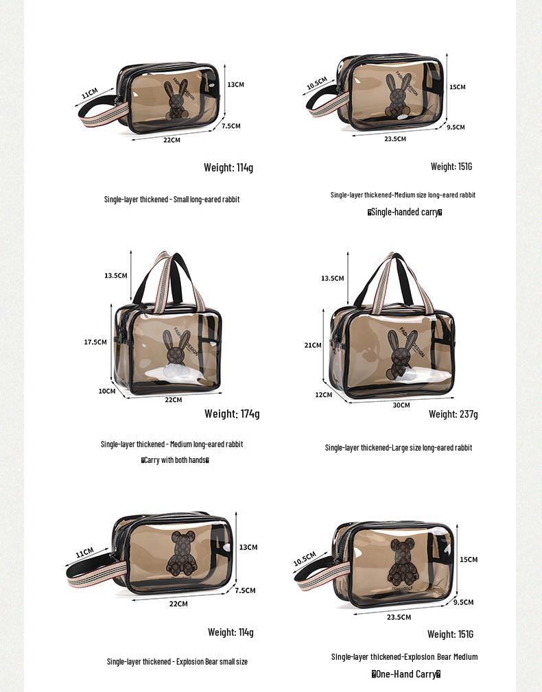 Thickened Waterproof PVC Toiletry & Makeup Travel Organizer Bag with Large Capacity