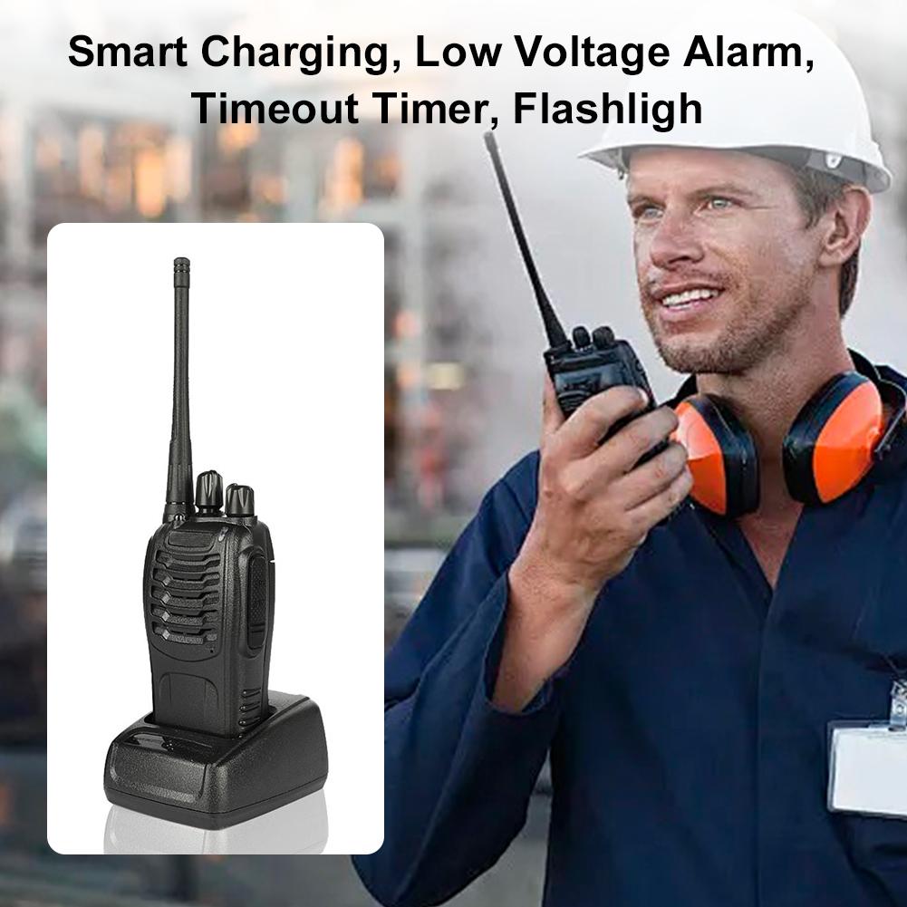 2PCS BF-888S Wireless Walkie Talkie Dual Band Portable Long Range UHF 400-470MHz EU/US Ham Two Way Radio Earphones for Hunting