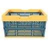 Collapsible Baskets with Handles PP Waterproof Collapsible Storage Crates for Home Kitchen Bedroom Office Yellow Green