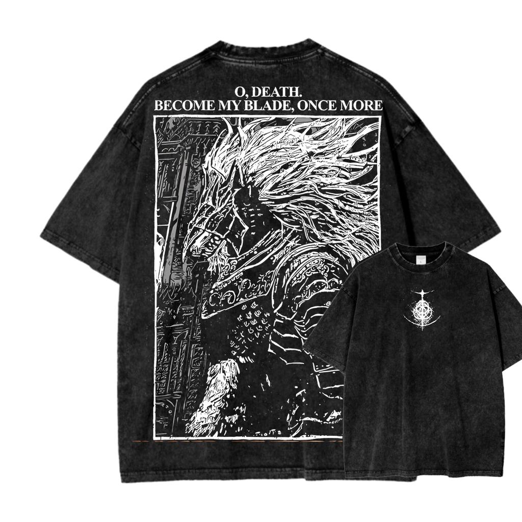 Elden Ring Anime Lover Washed T-shirt Year Round Clothing High Quality Personality Clothes Plus Size Unisex New Model Couples Tee