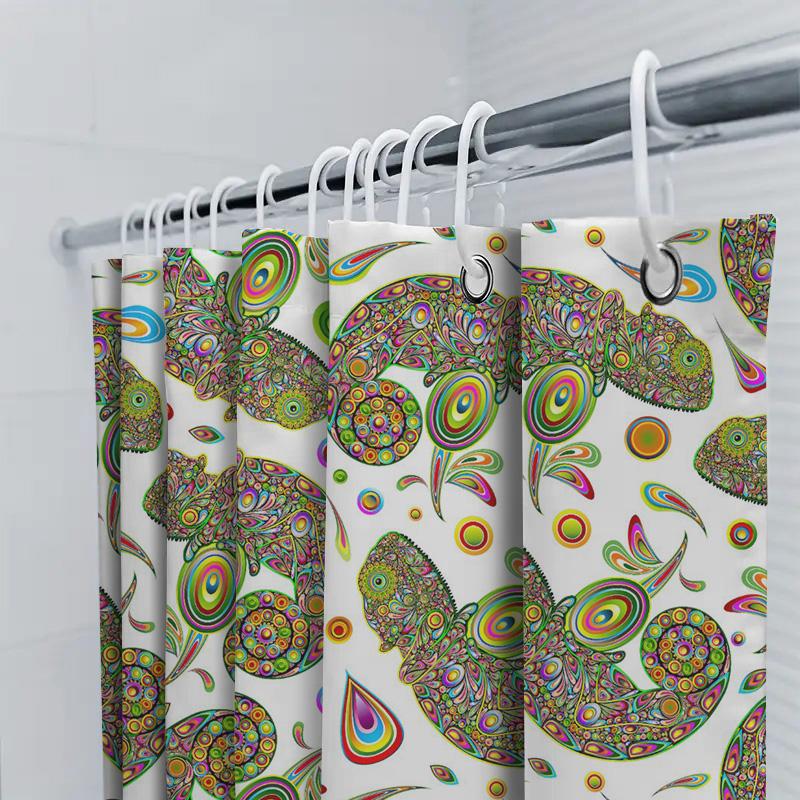 Bathroom Shower Curtain Decor With Modern Artistic Dachshund Print In Brown And Yellow Colors Waterproof Fabric For Home Decorat