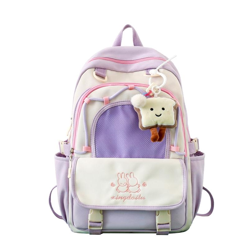 

Рюкзак великої місткості Жіночий легкий рюкзак для учнів середньої школи для хлопчиків і дівчаток фіолетовий