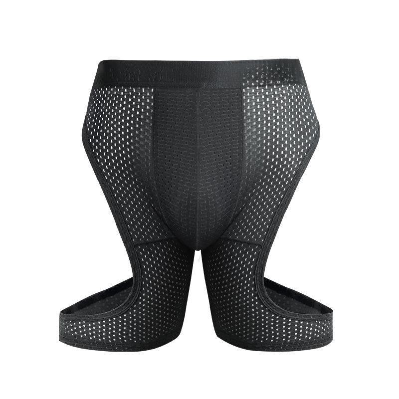 Men's Anti-Friction Ice Silk Long Boxer Briefs - Large Size Sports Running Tights