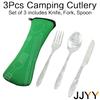 Portable Stainless Steel Cutlery Set Knife Fork Spoon for Camping Travel Dining with Carrying Bag Outdoors