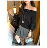 Petite Asymmetrical Off-Shoulder Batwing Sleeve Cropped Top for Women - Spring 2026 Arrival