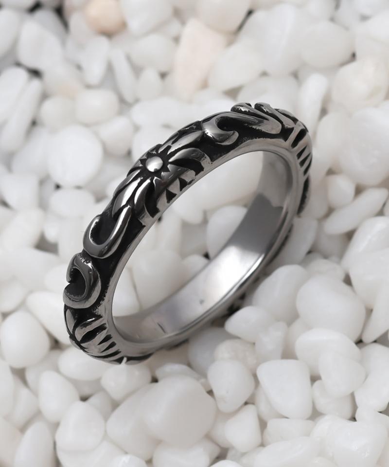 Blancier Two-Tone Obsidian Vine Bm257R1161 Vintage Ring